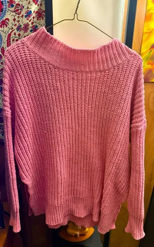 Oversized Pink Knit Sweater Size Medium thumbnail 1