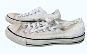 Converse All Star Textured White‎ Sneakers Women's Sz 8 thumbnail 1