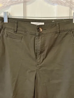 LOFT Women Wide-Leg Chinos in Olive Green thumbnail 2