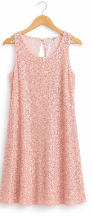 NWT H&M Blush Pink Sequin A-Line Dress | Sleeveless Party Dress | Size Large thumbnail 1