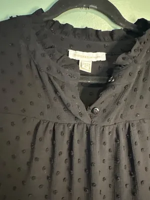 Monteau Los Angeles Womens XL Swiss Dot Tiered Blouse Sheer Boho Romantic thumbnail 3