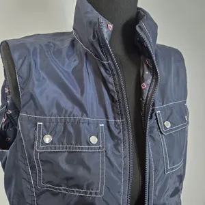 Ariat Puffer Vest Women’s Size Small Blue Floral Silver Reversible Zip Up thumbnail 8