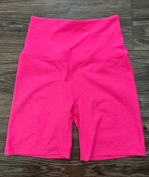 Beyond Yoga Women's Spacedye At Your Leisure High Waisted 7" Biker Short Pink thumbnail 1