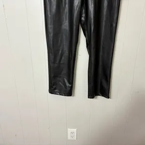 Abercrombie & Fitch 90s Straight Faux Leather Pants Black Ultra High Rise Size 1 thumbnail 4