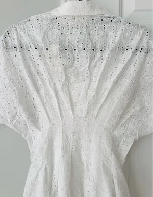 Anthropologie The Tobie Eyelet Mini Shirt Dress by Exquise, Size SP thumbnail 16