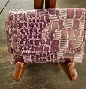 Nordstrom Purple Croc Embossed Faux Leather Card Holder Wallet Case EUC thumbnail 1