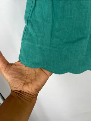 Umgee USA Teal Linen Blend Scallop Hem Shorts Size XL NWT thumbnail 4
