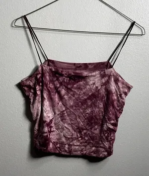 American Eagle Women Tie Dye Purple Crop Top Spaghetti Strap Size Large.‎ thumbnail 1