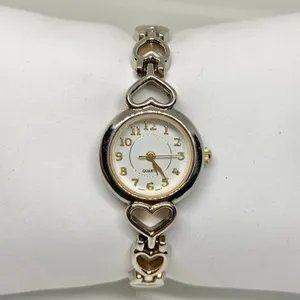 Advance vintage women’s watch hearts links bracelet 21mm quartz 6.5” running thumbnail 1