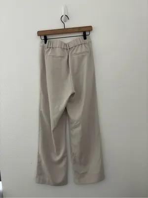 Quince stretch crepe pleated wide leg pants in sand thumbnail 3
