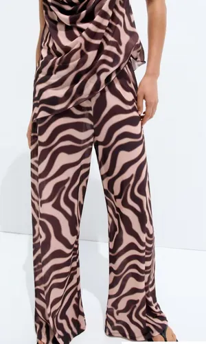 H&M Divided Brown and Pink Zebra-Print Pull-On Pants thumbnail 1