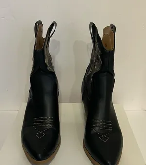 Soda Black Pointed Western Ankle Boots thumbnail 1