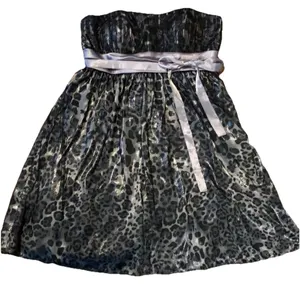 Leopard Print Dress 2 S Metallic Strapless Cocktail Evening Party HOCO Glam thumbnail 2