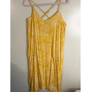 GAP crisscross straps midi side slits hanky yellow flowers dress, size medium thumbnail 2