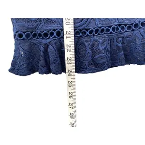 Showpo Who Am I Dress Womens 8 Navy Blue Crochet Lace Formal Event‎ Cocktail Top thumbnail 4