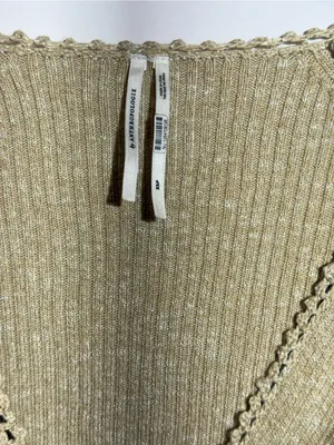 Anthropologie Lace Sleeve Faux Wrap V Neck Stretch Knit Sweater Top XS thumbnail 7