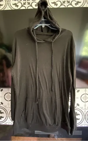 Thin Black Women’s Hooded Long-Sleeve Shirt TShirt Sz L thumbnail 1