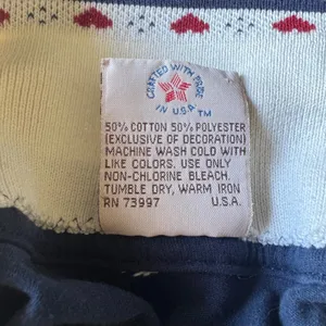 Vintage Valories Folk Art Applique Blue Shirt Angel Rules Hearts L USA 80s 90s thumbnail 5