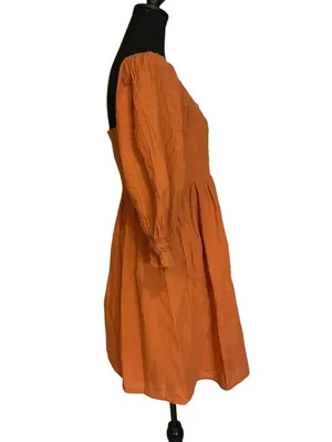 Madewell Orange Cotton Midi Dress Size 4 thumbnail 6