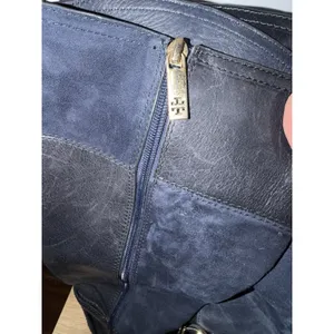 Tory Burch Lizzie Women's 7.5 Leather Knee High Riding Boot Zip Buckle Blue READ thumbnail 10