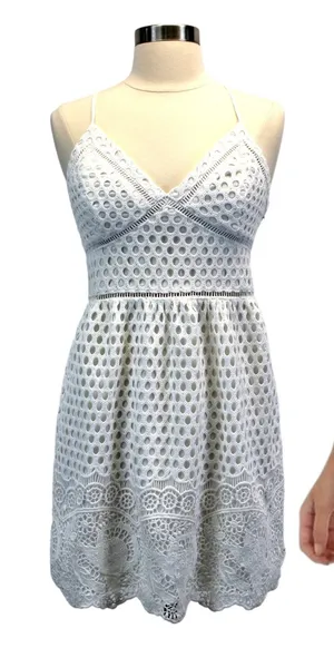 Abercrombie & Fitch Womens S Crochet Mini‎ Dress Sleeveless White Boho Whimsy thumbnail 1