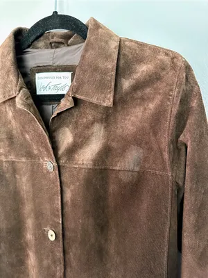 Lord & Taylor Brown Genuine Suede Leather Shirt Jacket Fully Lined size S* thumbnail 3