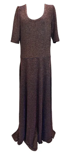 LulaRoe Ana Floor Length Maxi Dress NWT XL Metallic Orange/Blue Short Sleeve thumbnail 1