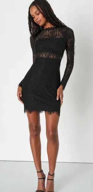 Lulus Black Lace Dress thumbnail 1