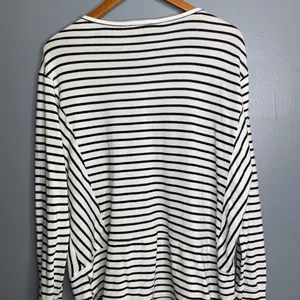 Tribal Black and White Striped Blouse Henley Tunic XL thumbnail 6