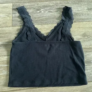 American Eagle Lace Navy Blue Ribbed Tank Top thumbnail 2