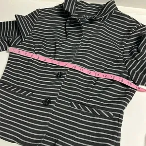 Sandro Studio blazer jacket black striped stretchy buttons petite medium‎ chic thumbnail 3