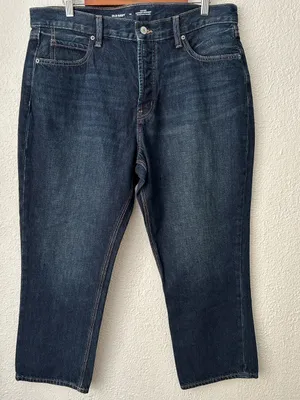 Old Navy Size 14 High-Rise Slouchy Straight Leg Denim Jeans Button Fly Closure thumbnail 1