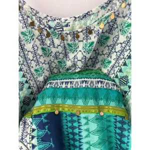 Women’s Kalypso7 XL Blue & Green Abstract Pattern Maxi Dress thumbnail 4