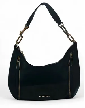 MICHAEL Michael Kors Matilda Pebbled Leather Shoulder Bag / Hobo in Black thumbnail 1