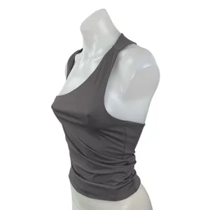 Commense Gray Ruched Sleeveless Asymmetrical Neck Cut Out Crop Cami Tank Top S thumbnail 3