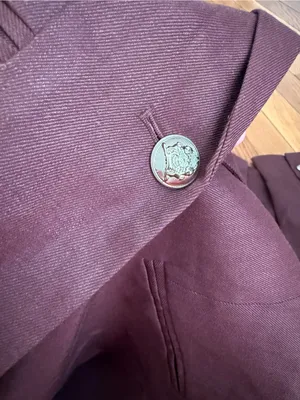NWT Ann Taylor Deep brown/burgundy fall Thanksgiving single button blazer linen thumbnail 5