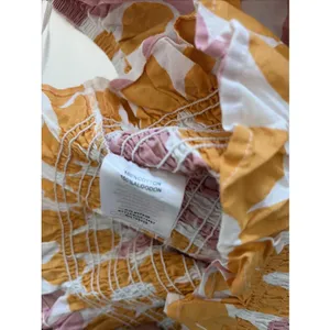 Jacquie The Label Smocked Crop Top Womens M Orange Pink Floral Puff Sleeve M thumbnail 5