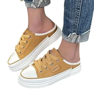 NWT ~ Tan Flat Mule Slip-On Backless Casual Sneakers Shoes ~ Women's Size 11 1/2 thumbnail 1