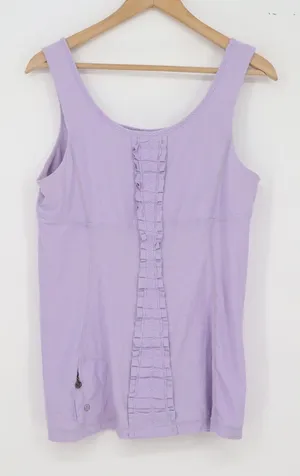 Lululemon Tank Top Womens 12 Ruffle Back Zip Pocket Purple Athletic Excellent thumbnail 1