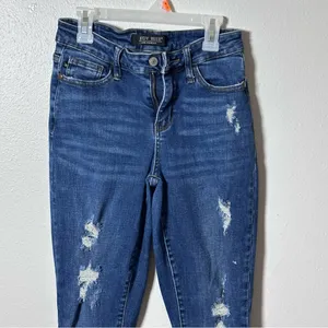 Judy Blue Women Streetwear Blue Denim Distressed Ripped Jeans size 3/26.‎ thumbnail 3