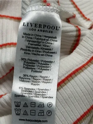 Liverpool Los Angeles White & Red Striped Rib Knit Top XS | Stretch Boat Neck thumbnail 4