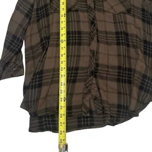 Hester & Orchard 90s Americana Grunge Plaid Button Up Shirt Sage Black Women’s M thumbnail 5