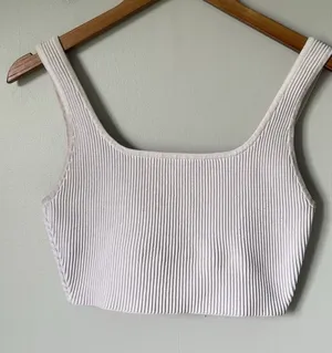 Babaton Aritizia Knit Ribbed Crop Top Tank Top White Cream Women's Small thumbnail 1