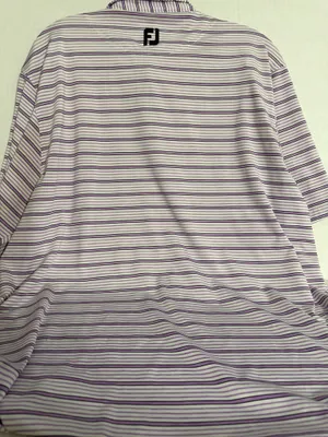 FootJoy Mens Purple & White Striped Short-Sleeve Polo thumbnail 3