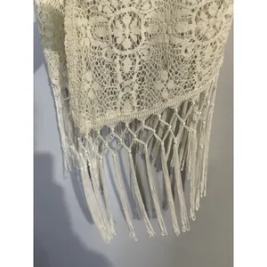 Hollister Kimono Top Size M Lace Ivory/Off White Boho Cream‎ Festival Fringe thumbnail 2
