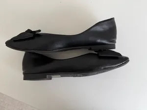 C.Paravano Black Bowknot Soft Leather Square Toe Flats Size 40 thumbnail 3