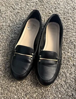 Women's Black Slip-On Loafers with Gold Accent thumbnail 1