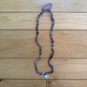 Free People Single strand Beaded Necklace NWT Navy thumbnail 3