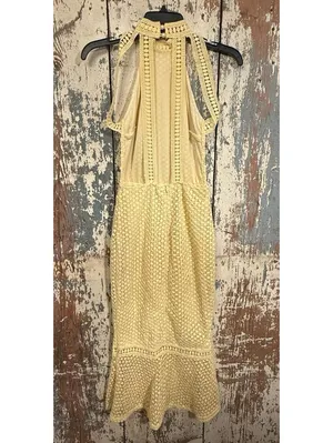 PrettyLittleThing Lemon Yellow lace Backless Midi Dress, size 6 thumbnail 5