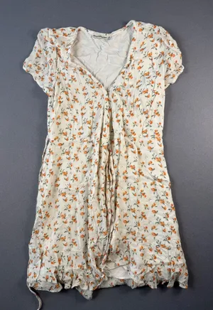 Abercrombie & Fitch Womens Print Mini wrap Dress White V-Neck M thumbnail 1
